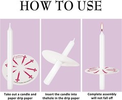 50 Pieces 5-Inch White Unscented Taper Candles with Drip Protectors 50,