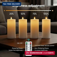 4″x10″ Large Outdoor Flameless Candles, Waterproof Battery Operated LED Pillar C