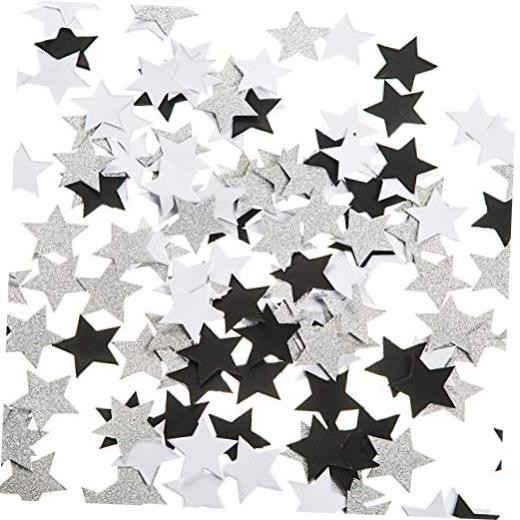 Black and White Glitter Silver Paper Twinkle Little Stars Confetti Wedding