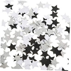 Black and White Glitter Silver Paper Twinkle Little Stars Confetti Wedding