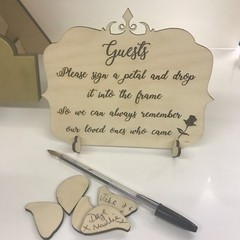 Beauty and the Beast Gold Wedding drop box alternative guest book Dome 72 petals