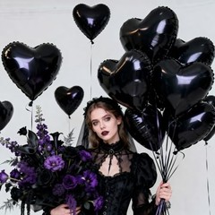 18Pcs Heart Balloons Heart Shaped 18 Inch Foil Balloons for Valentine’s Black