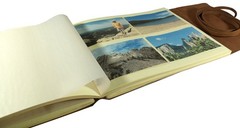 Large Rustic Genuine Leather Photo Album with Gift Box – Scrapbook Style Page…