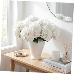 12PCS 15.4In Artificial Hydrangea Silk Flowers Bouquet Faux 12pc-white