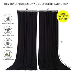 Backdrop Curtains 2 Panels 5ft x 10ft Polyester Photo 2 Panels 5ft X 10ft Black
