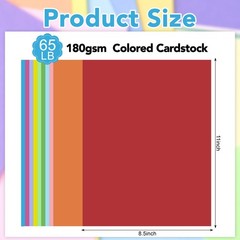 40 Sheets Colored Cardstock 8.5 x 11, 10 Assorted x 11 inches, Multicolor