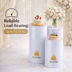 Wedding Pedestal Cylinder Stands Set of 3 White Acrylic Party Decor PVC Event