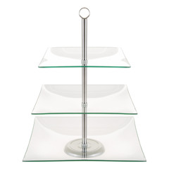 Home Dess Chef Buddy Three Tier Square Glass 11.5″ x x 16″, Clear