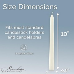 Stonebriar Tall 10″ White Unscented 10 Count Taper Candles, 7 10-Pack,