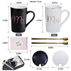 Mr and Mrs Coffee Mugs Set – Unique Wedding Gifts For Bride and Groom Black&W
