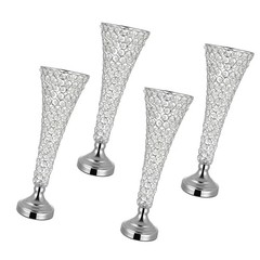 4 Crystal Cylinder Vases, 20 in Tall Wedding Centerpieces for Party Decor