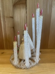 1950’s 1960’s Vintage Hand Beaded Wedding Cake Topper Wilton Bride Groom