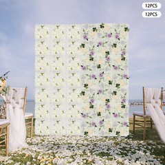 12pcs 3D Flower Wall Panel Artificial Flower Wall Background Silk Rose Wedding