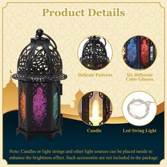6.7» Moroccan Lanterns Decorative Indoor & Outdoor Vintage Candle Black