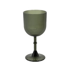 12 HUNTER GREEN Plastic Wine Glasses Vintage Ribbed Pattern Events Decorations