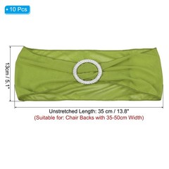 10Pcs 14″x5″ Stretch Chair Sashes Bows Chair Bands Sash with Buckle Green