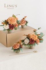 Ling’s Moment Terracotta Artificial Flowers with Vase Table Decorations Weddi…