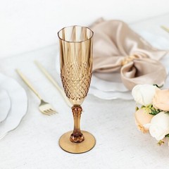6 AMBER GOLD 8 oz Crystal Plastic Champagne Flute GLASSES Party Events