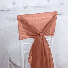 5 Terracotta Premium Chiffon Wide CHAIR SASHES Wedding Reception Decorations
