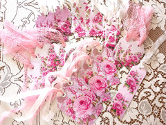 Shabby Chic Rose Romantic Wedding Bridal Baby Shower Garden Hang Tags