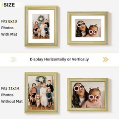 11×14 Picture Frame for 8×10 Photo with White Mat, HD Real Glass 11×14 Vintag…