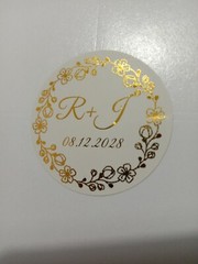Pink Rose Gold Foil Personalized Wedding Engagement Party Favor Label Stickers