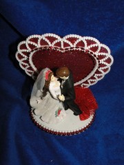 New Elegant Wedding Dancing Couple Caketop, Crystal Heart, red decor #338