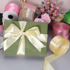 1 1/2 Inch Yellow Solid Satin Ribbon, 50 Yards Craft 1.5 x 1800 Inches Cream