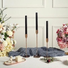 BLACK 5 Ribbed Design 9″ Unscented Premium Wax Taper CANDLES Party Decorations