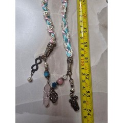Pastel Handfasting Cord Braided Ribbon Lace Rose Quartz Pentacle Charms 53in D1