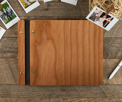 Custom Monogram Wooden Photo Album – Personalized Anniversary Keepsake Gift