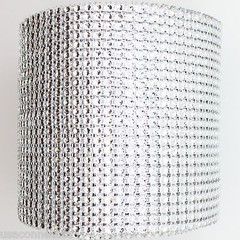 5 YARDS X 4.75″ SILVER DIAMOND MESH WRAP ROLL RHINESTONE SPARKLE BLING RIBBON
