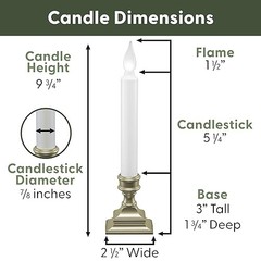 LED Battery Operated Window Candles with Timer, Bright Hot Spot, VT Pewter