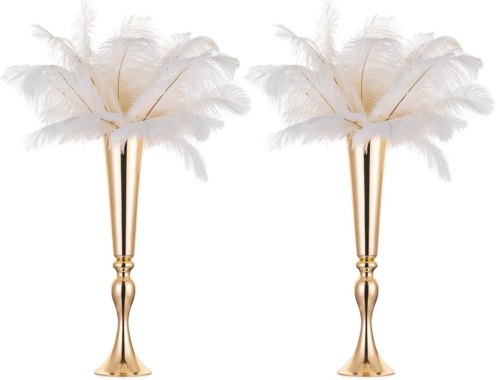 Gold Tall Centerpiece Table: 21.9″ Trumpet Vases for Wedding Metal Flower Stand