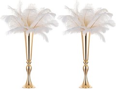 Gold Tall Centerpiece Table: 21.9″ Trumpet Vases for Wedding Metal Flower Stand