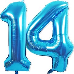 14 Balloon Number, 40 Inch Blue Foil Balloons Giant Jumbo Helium Blue Number 14