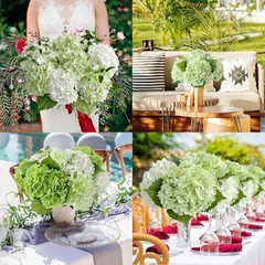 Silk Artificial Hydrangea Flowers 21″ Faux Large Real Touch 3 PCS Light Green