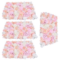 4pcs Artificial Silk Rose Flowers Wall Panels Wedding Photography Backdrop Decor