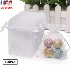 100Pcs Organza Gift Candy Sheer Bags Wedding Party Favor Decoration Pouches USA