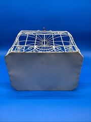 Vintage White Wire Bird Chubby Chic Wedding Card Box Decor Metal Scrollwork