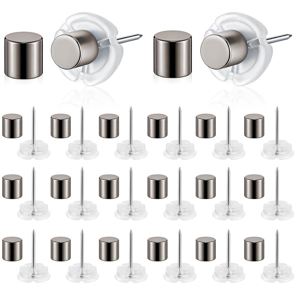 20 Shiny Black Magnetic Push Pin Thumb Tacks Poster Hanger Thumb Tack Set