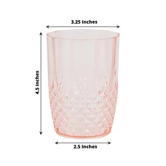 TRANSPARENT BLUSH 16 oz Crystal Cut Plastic DRINKING GLASSES Party Events Home