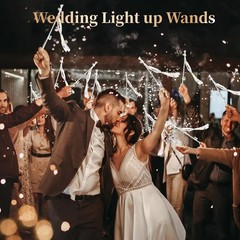 100PCS Light up Wedding Wands with Ribbons & Bells, Romantic 100 PCS, White