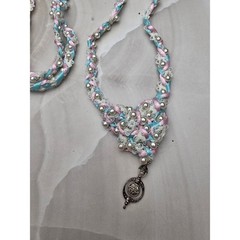 Pastel Handfasting Cord Braided Ribbon Lace Rose Quartz Pentacle Charms 53in D1