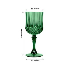 HUNTER GREEN 6 Plastic 8 oz Crystal Cut Goblets WINE GLASSES Party Events