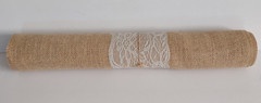 NWT 18 inch x 10 foot rolled burlap lace trim runner fabric Wedding party rustic