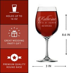Personalized Wine Glass – 14 oz Gift for Her, Bridal Party – Monogrammed, Name