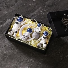 White Astronaut Statues Set of Spaceman Sculpture Figurines Outer Space 4 Blue