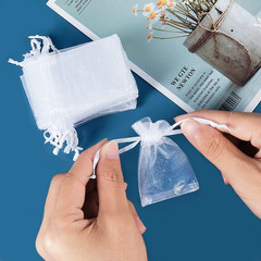 HRX Package 100Pcs Mini Organza Jewelry Bags 2X3 Inch, Little White Mesh Drawstr