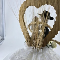 Roped with Love ~ Western Cake Topper Groom Black Cowboy Hat Bride in White READ